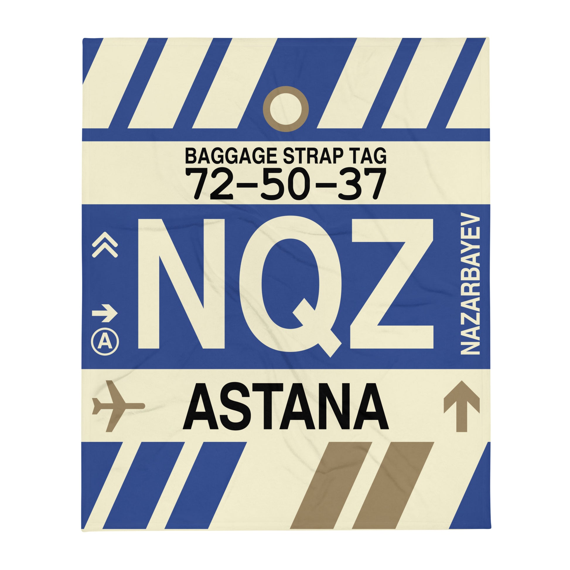 NQZ Astana Throw Blanket • Jet Age Baggage Tag Design • YHM Designs - Image 01