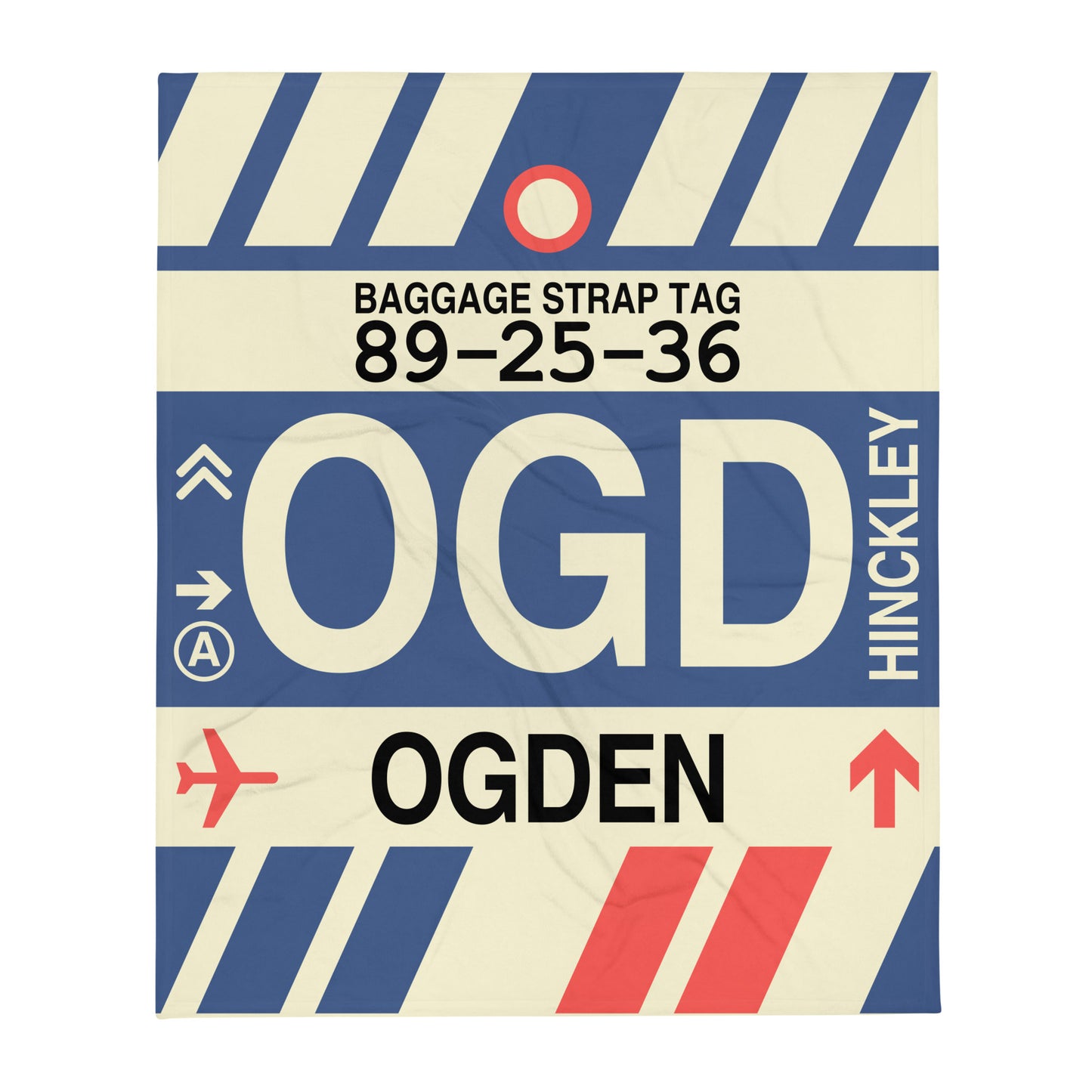 OGD Ogden Throw Blanket • Jet Age Baggage Tag Design • YHM Designs - Image 01