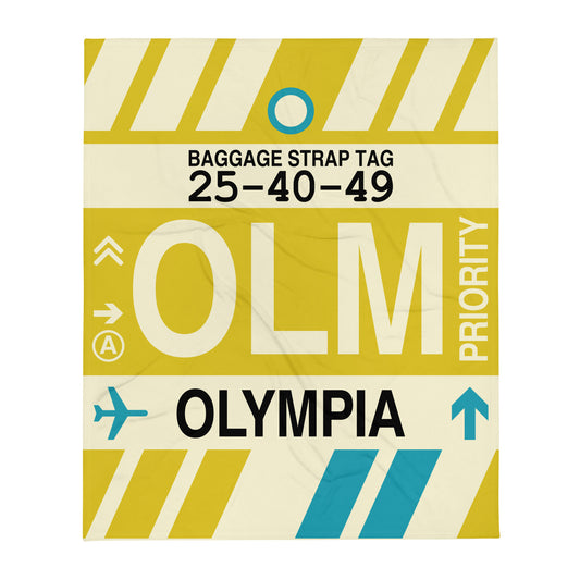 OLM Olympia Throw Blanket • Jet Age Baggage Tag Design • YHM Designs - Image 01