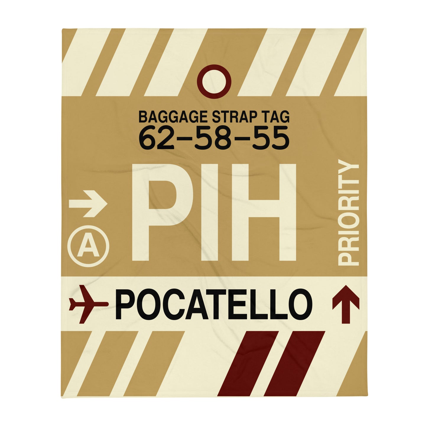 PIH Pocatello Throw Blanket • Jet Age Baggage Tag Design • YHM Designs - Image 01