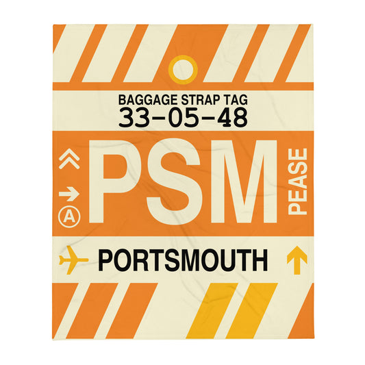 PSM Portsmouth Throw Blanket • Jet Age Baggage Tag Design • YHM Designs - Image 01