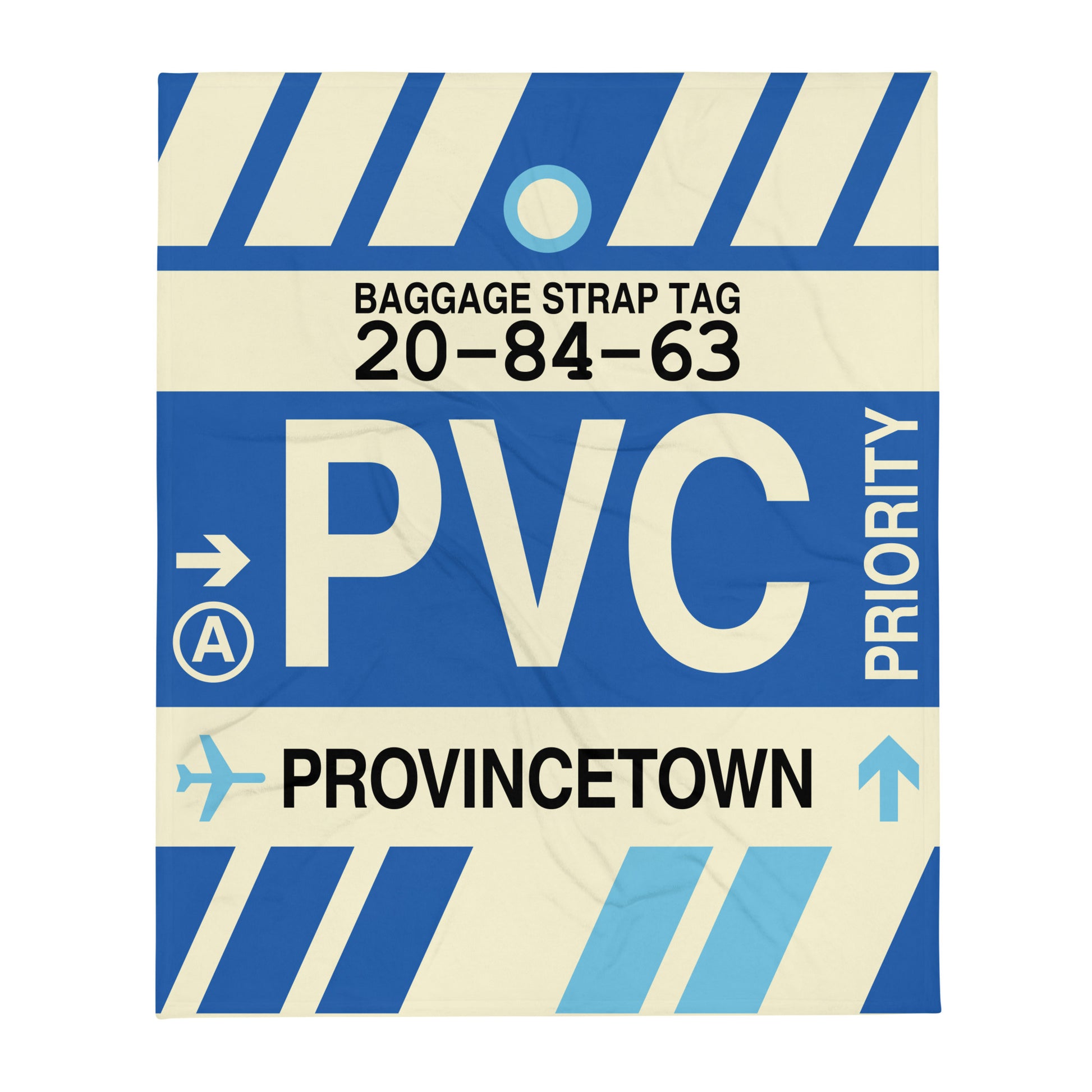 PVC Provincetown Throw Blanket • Jet Age Baggage Tag Design • YHM Designs - Image 01