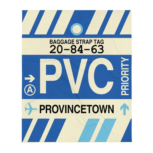 PVC Provincetown Throw Blanket • Jet Age Baggage Tag Design • YHM Designs - Image 01