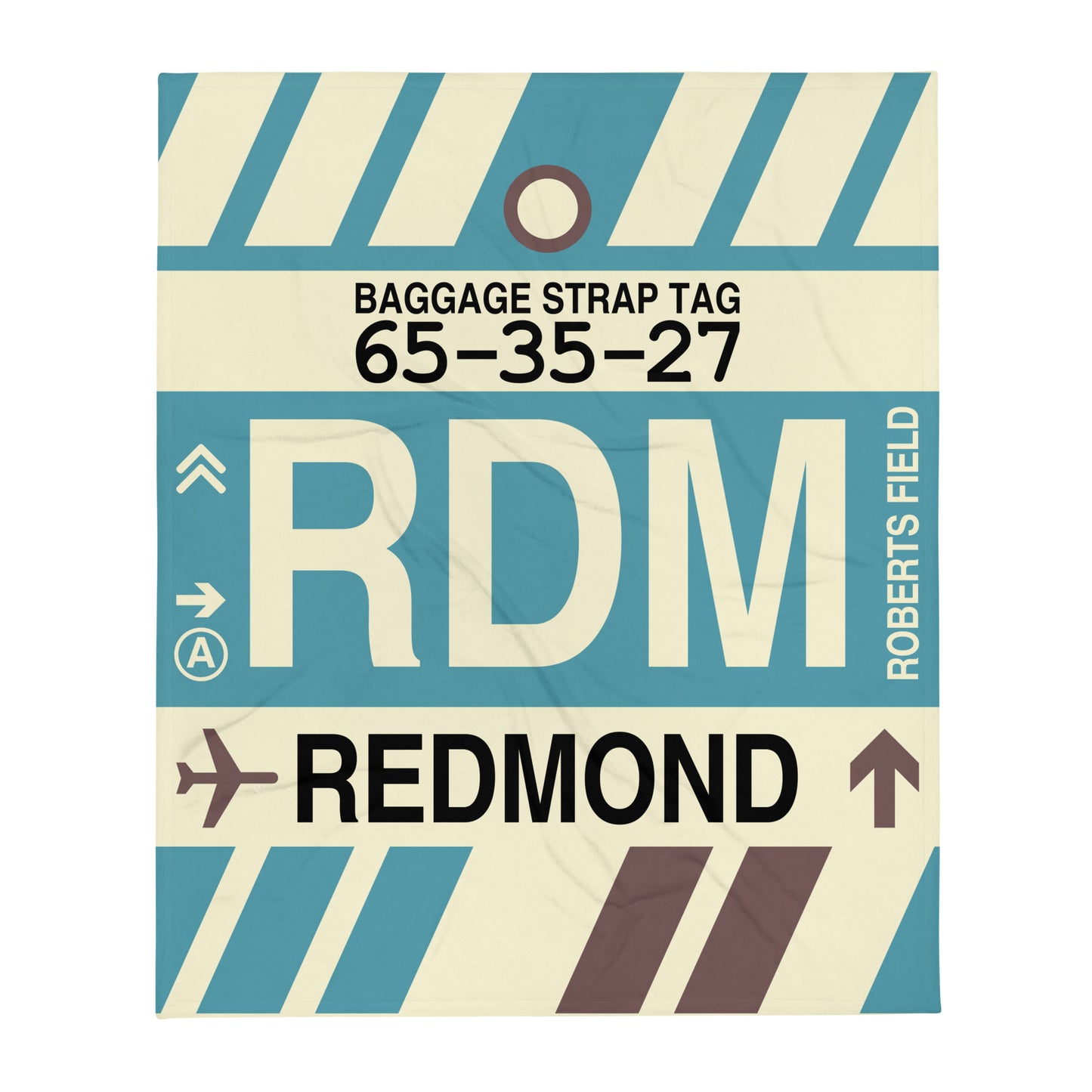 RDM Redmond Throw Blanket • Jet Age Baggage Tag Design • YHM Designs - Image 01
