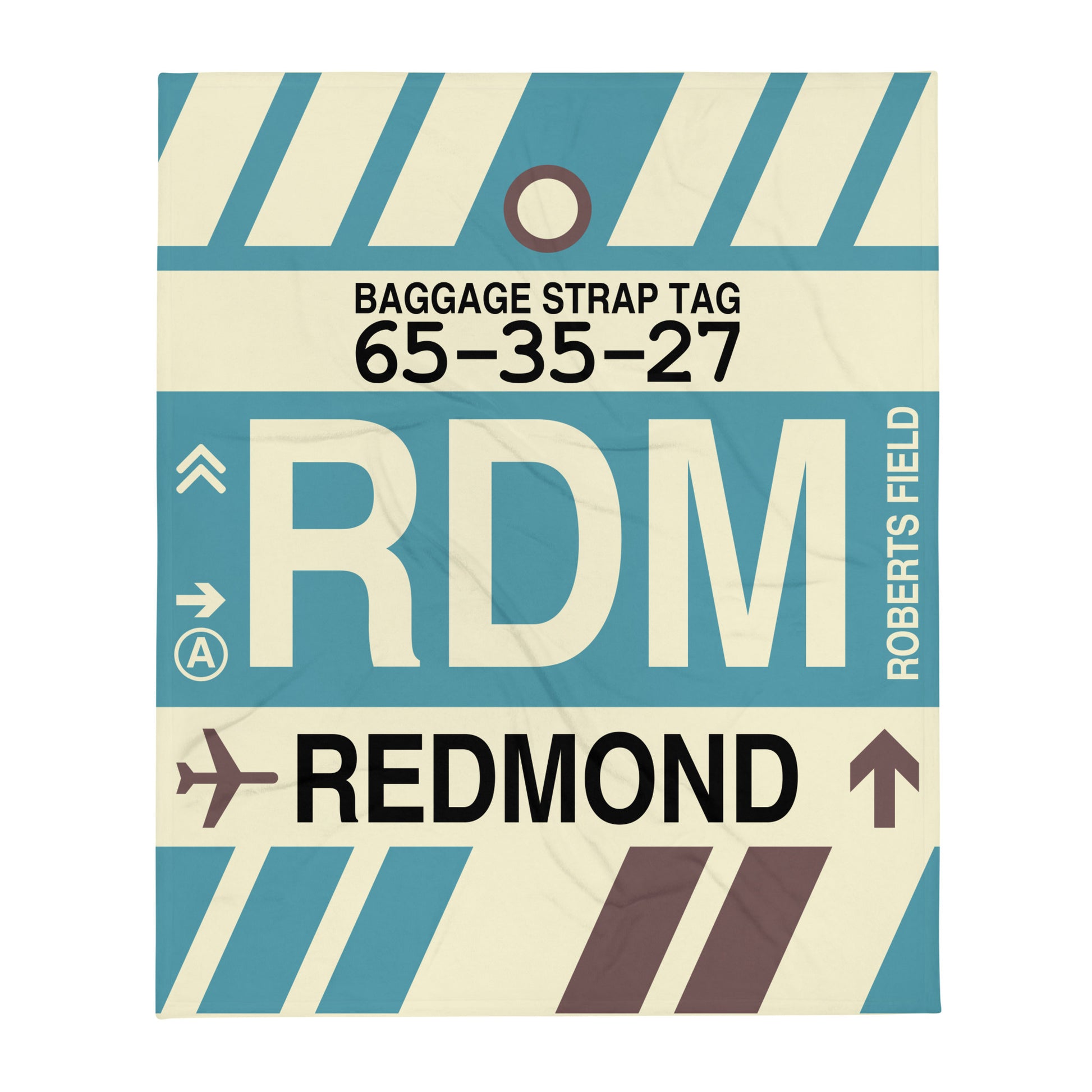 RDM Redmond Throw Blanket • Jet Age Baggage Tag Design • YHM Designs - Image 01