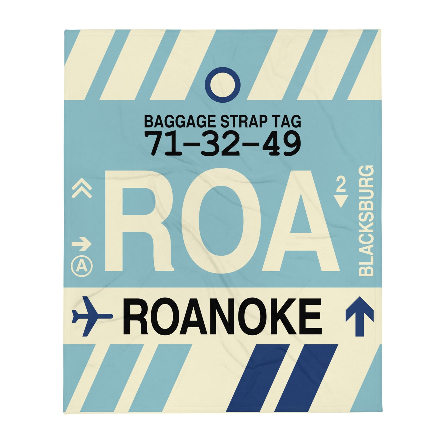 ROA Roanoke Throw Blanket • Jet Age Baggage Tag Design • YHM Designs - Image 01