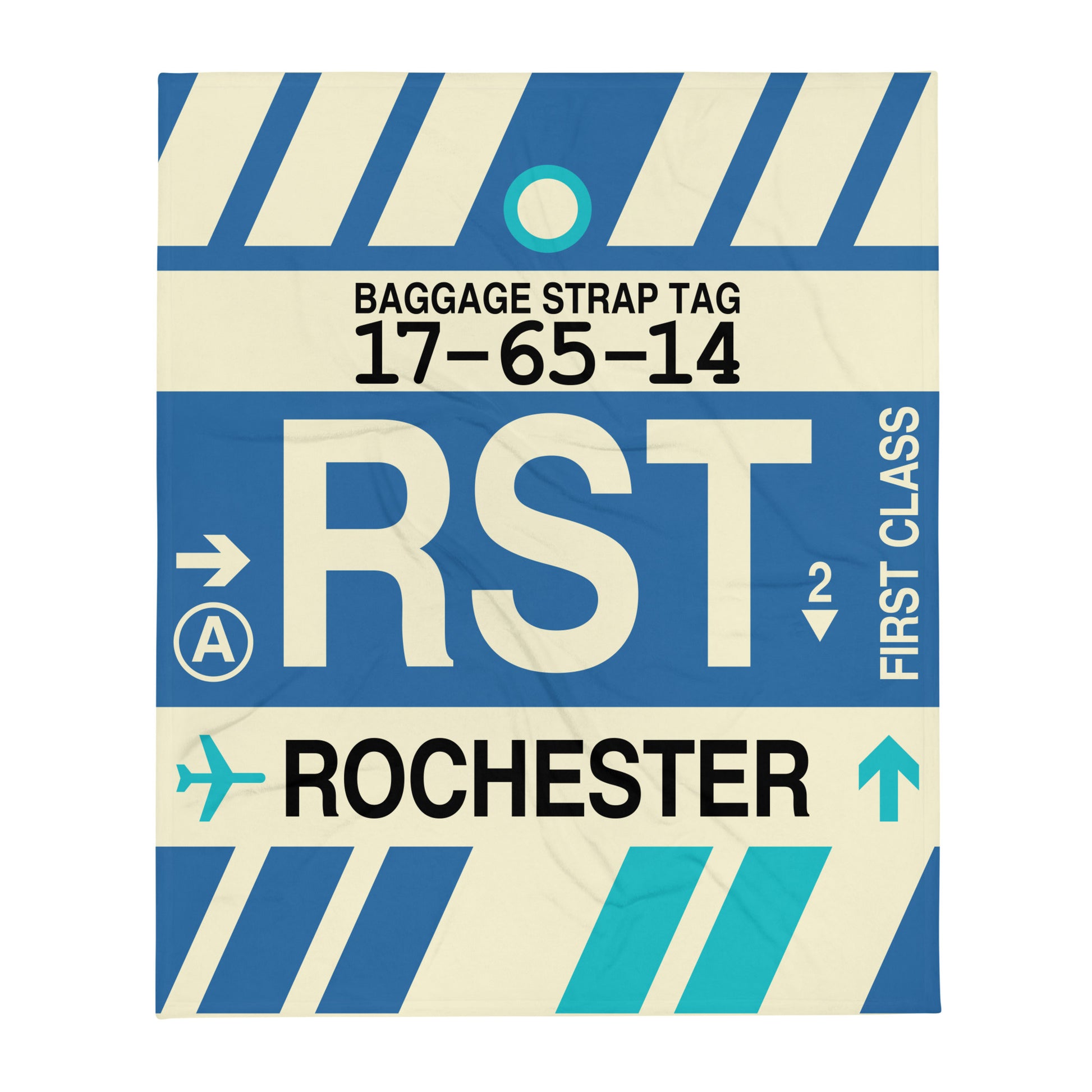 RST Rochester Throw Blanket • Jet Age Baggage Tag Design • YHM Designs - Image 01