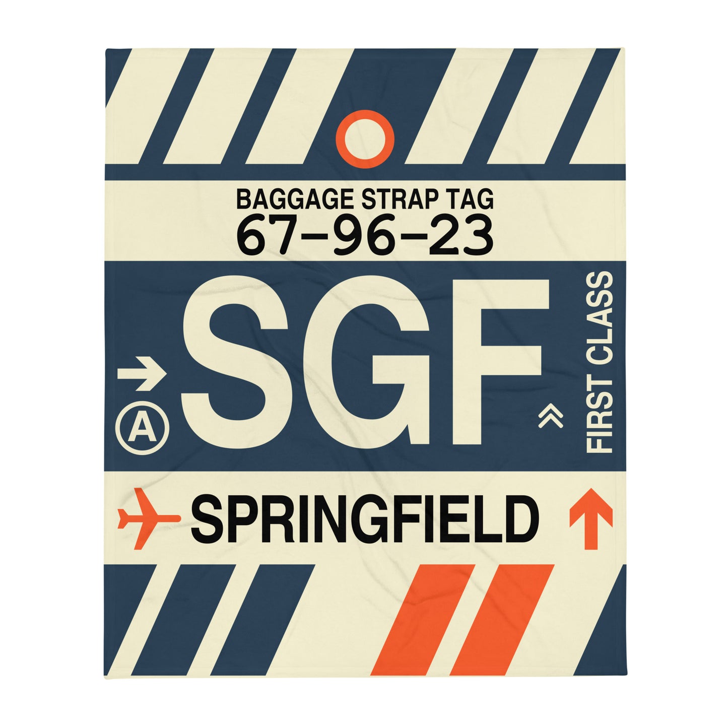 SGF Springfield Throw Blanket • Jet Age Baggage Tag Design • YHM Designs - Image 01