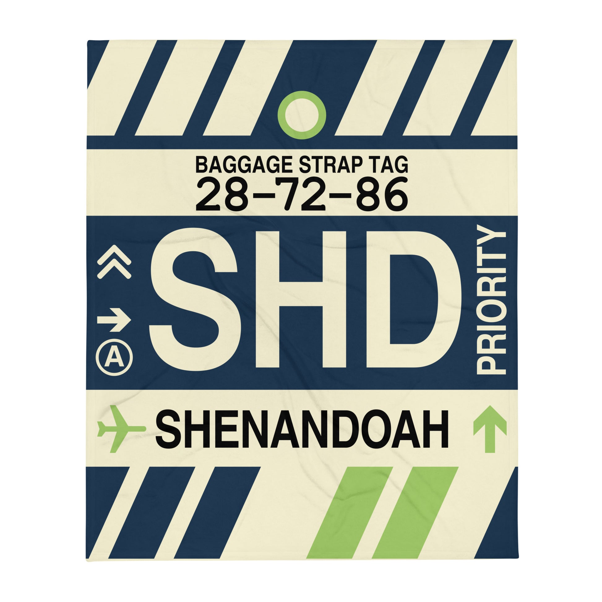 SHD Shenandoah Valley Throw Blanket • Jet Age Baggage Tag Design • YHM Designs - Image 01