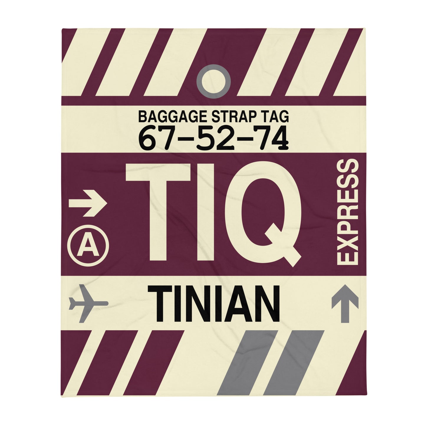 TIQ Tinian Throw Blanket • Jet Age Baggage Tag Design • YHM Designs - Image 01