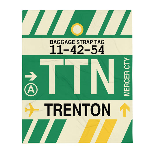 TTN Trenton Throw Blanket • Jet Age Baggage Tag Design • YHM Designs - Image 01