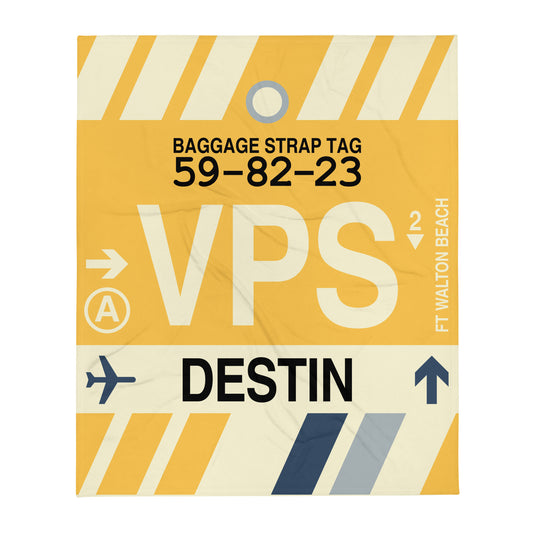 VPS Destin-Fort Walton Beach Throw Blanket • Jet Age Baggage Tag Design • YHM Designs - Image 01