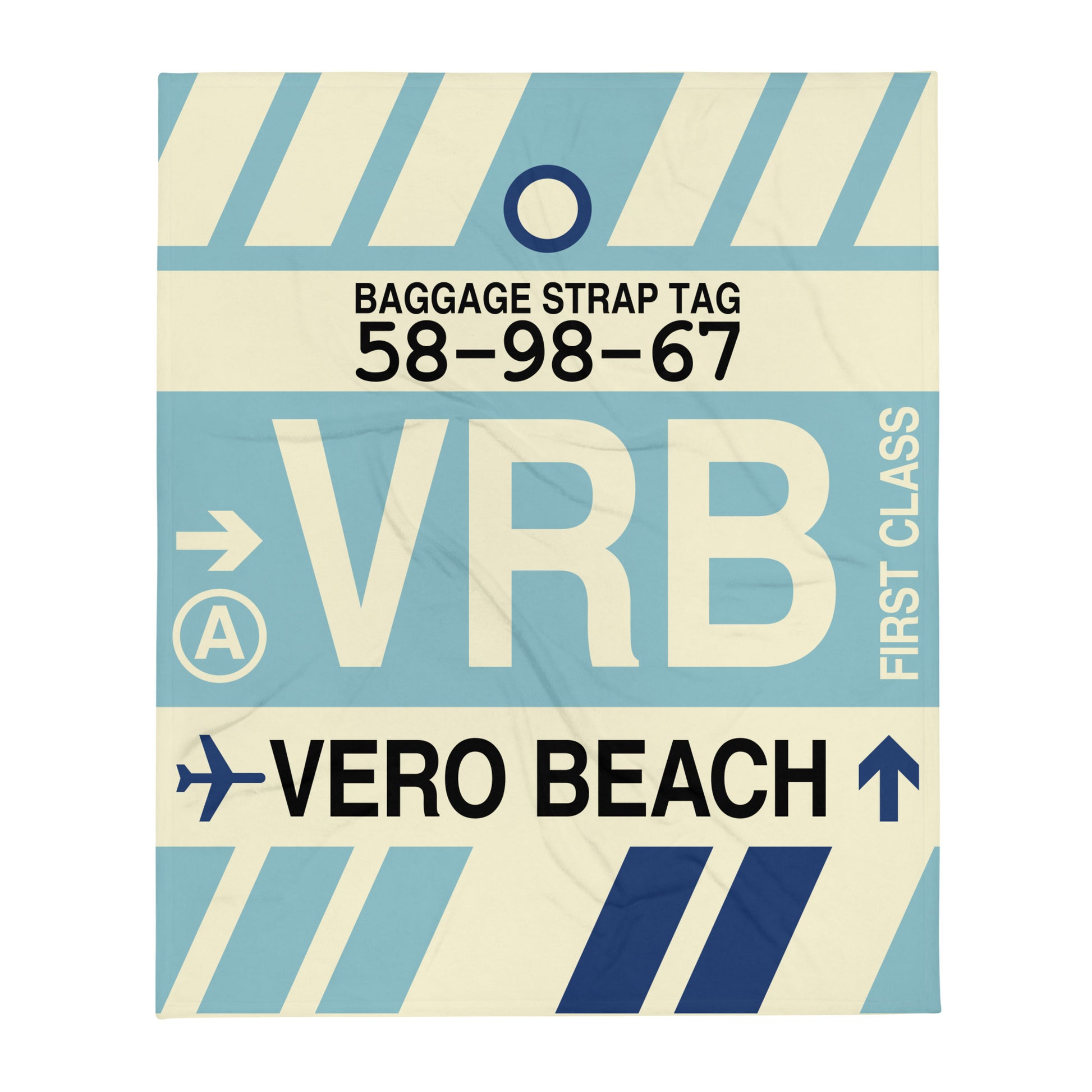 VRB Vero Beach Throw Blanket • Jet Age Baggage Tag Design • YHM Designs - Image 01