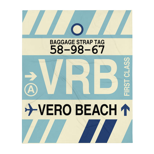 VRB Vero Beach Throw Blanket • Jet Age Baggage Tag Design • YHM Designs - Image 01