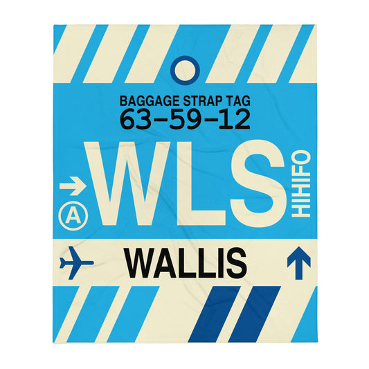 WLS Wallis Island Throw Blanket • Jet Age Baggage Tag Design • YHM Designs - Image 01