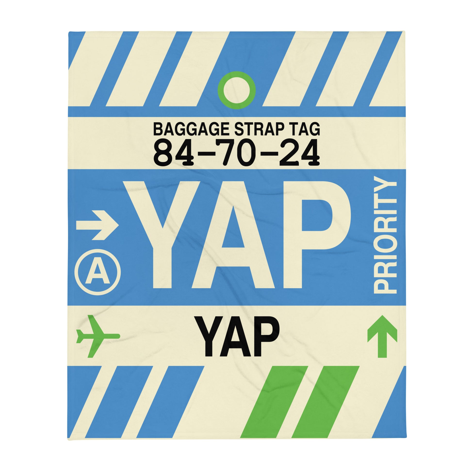 YAP Yap Throw Blanket • Jet Age Baggage Tag Design • YHM Designs - Image 01