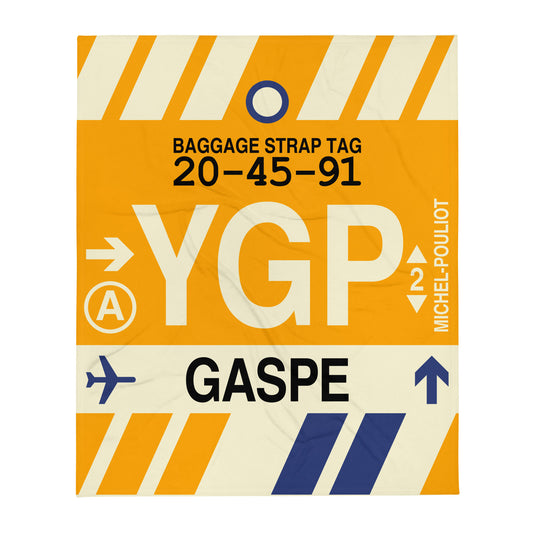 YGP Gaspé Throw Blanket • Jet Age Baggage Tag Design • YHM Designs - Image 01