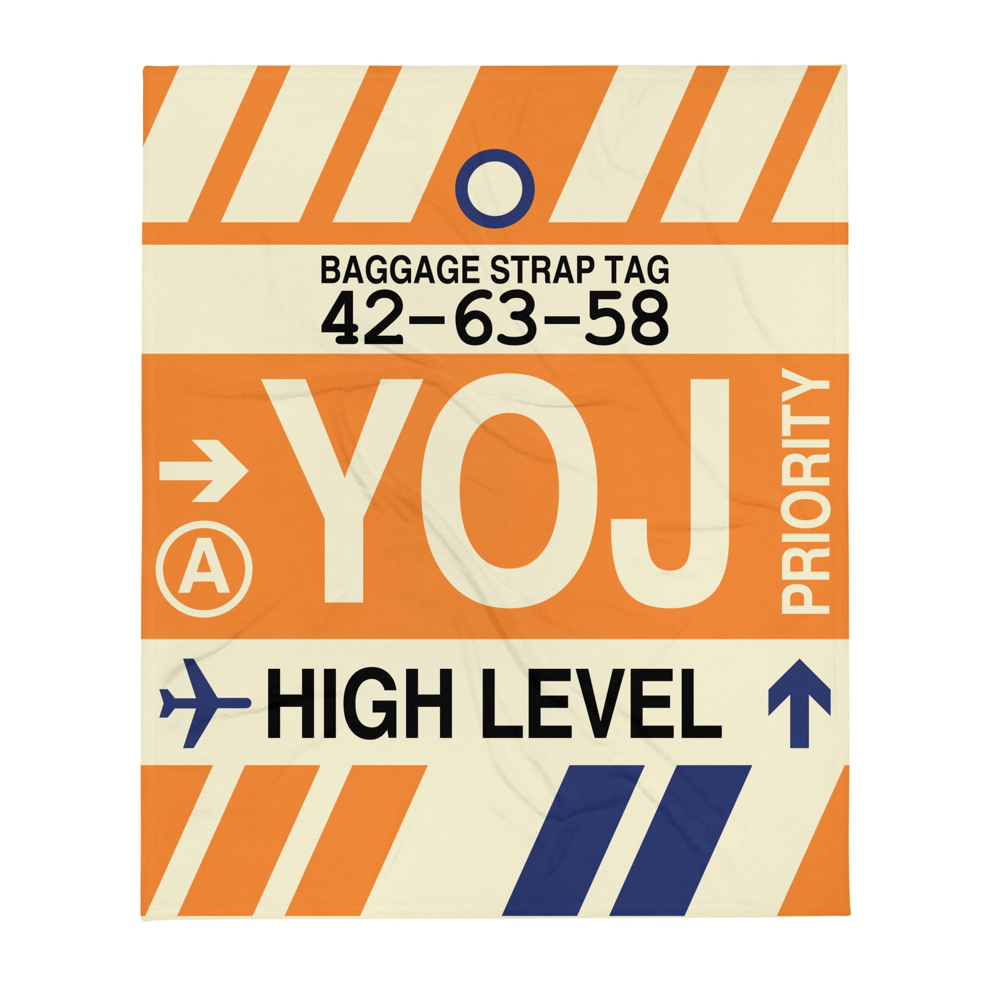 YOJ High Level Throw Blanket • Jet Age Baggage Tag Design • YHM Designs - Image 01