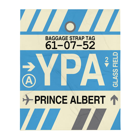 YPA Prince Albert Throw Blanket • Jet Age Baggage Tag Design • YHM Designs - Image 01