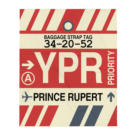YPR Prince Rupert Throw Blanket • Jet Age Baggage Tag Design • YHM Designs - Image 01