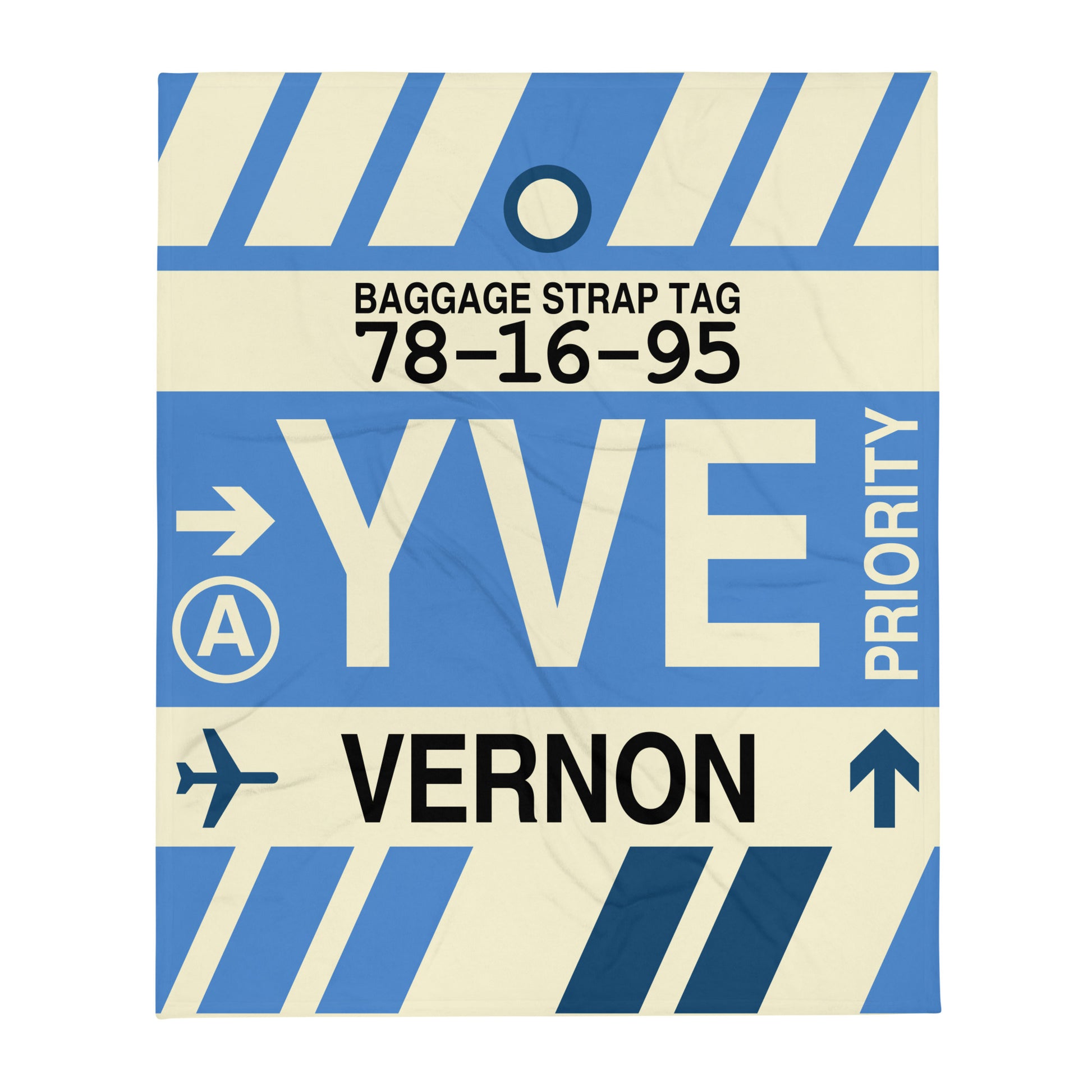 YVE Vernon Throw Blanket • Jet Age Baggage Tag Design • YHM Designs - Image 01