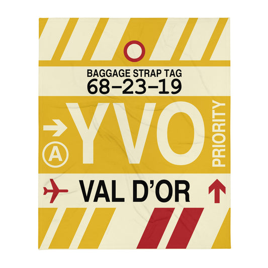 YVO Val D'Or Throw Blanket • Jet Age Baggage Tag Design • YHM Designs - Image 01