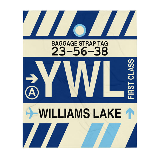 YWL Williams Lake Throw Blanket • Jet Age Baggage Tag Design • YHM Designs - Image 01