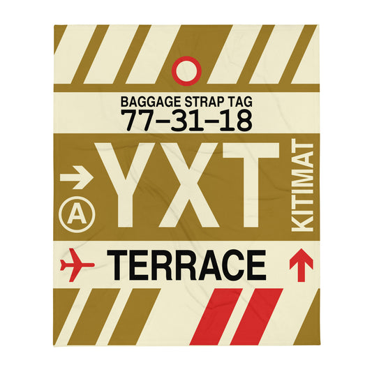 YXT Terrace Throw Blanket • Jet Age Baggage Tag Design • YHM Designs - Image 01