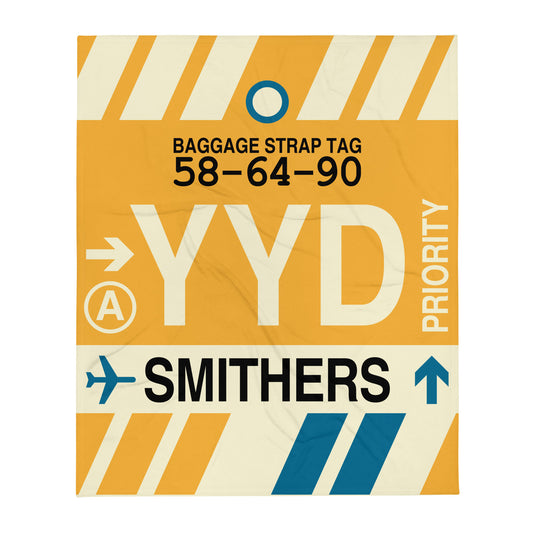 YYD Smithers Throw Blanket • Jet Age Baggage Tag Design • YHM Designs - Image 01
