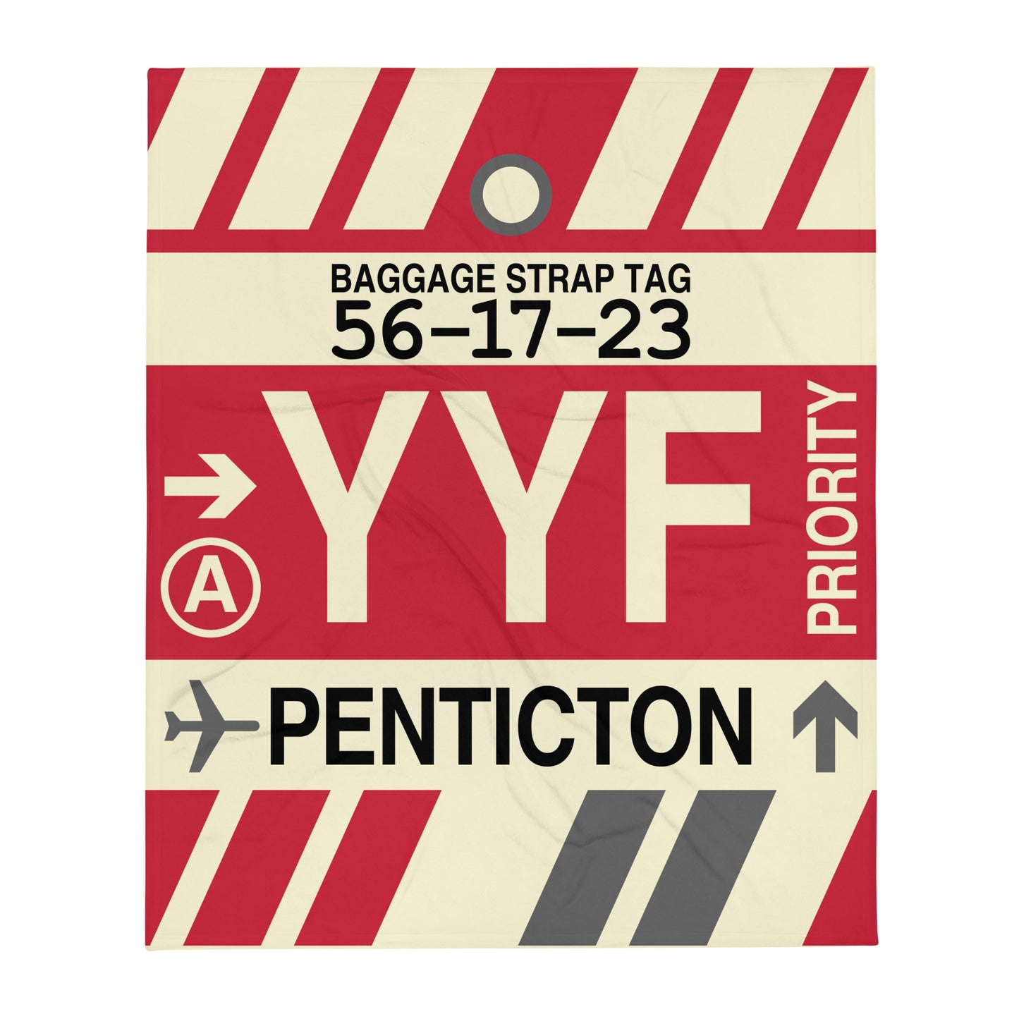 YYF Penticton Throw Blanket • Jet Age Baggage Tag Design • YHM Designs - Image 01