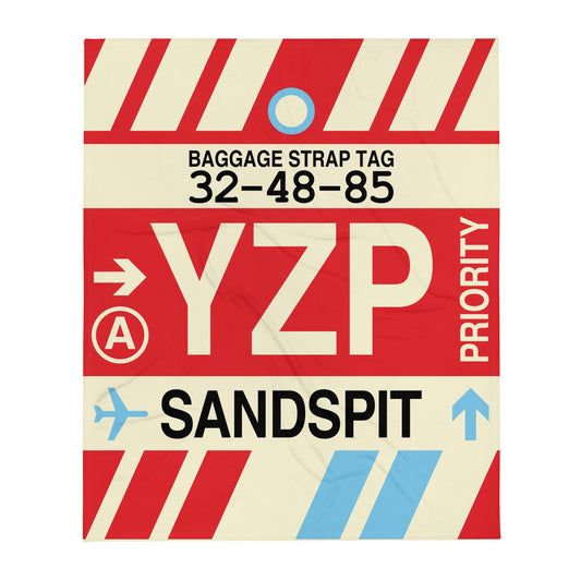 YZP Sandspit Throw Blanket • Jet Age Baggage Tag Design • YHM Designs - Image 01