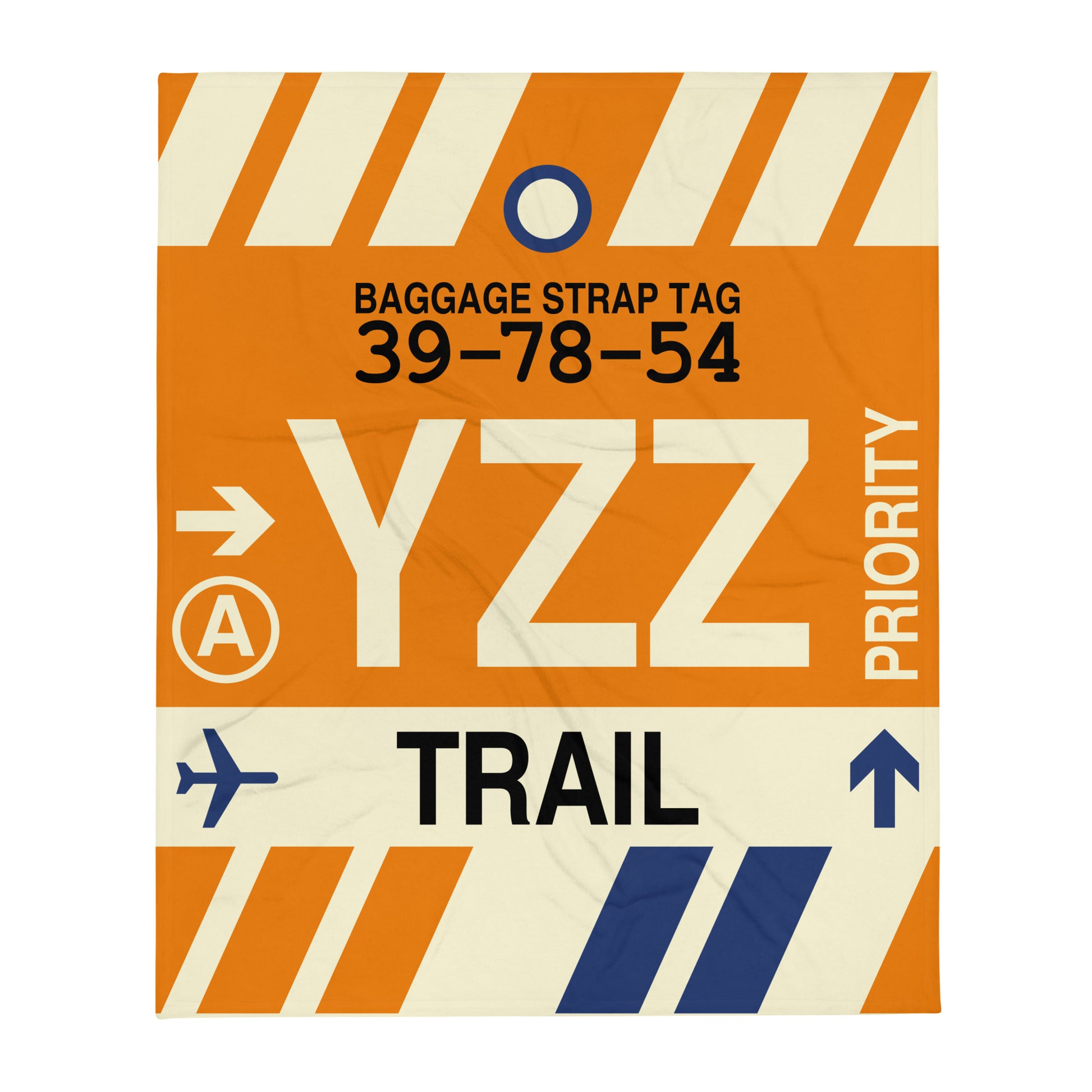 YZZ Trail Throw Blanket • Jet Age Baggage Tag Design • YHM Designs - Image 01