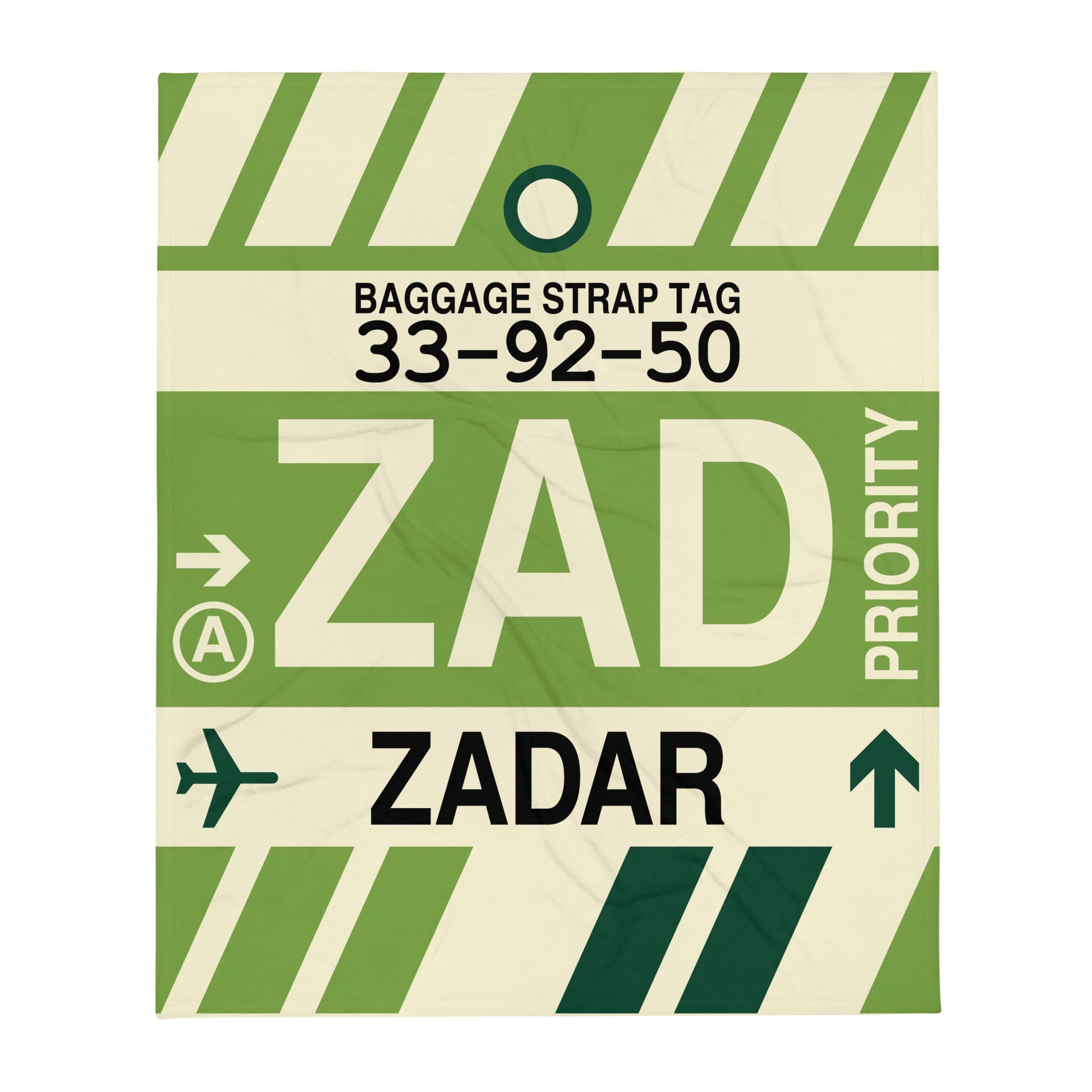 ZAD Zadar Throw Blanket • Jet Age Baggage Tag Design • YHM Designs - Image 01