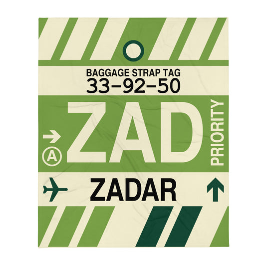 ZAD Zadar Throw Blanket • Jet Age Baggage Tag Design • YHM Designs - Image 01