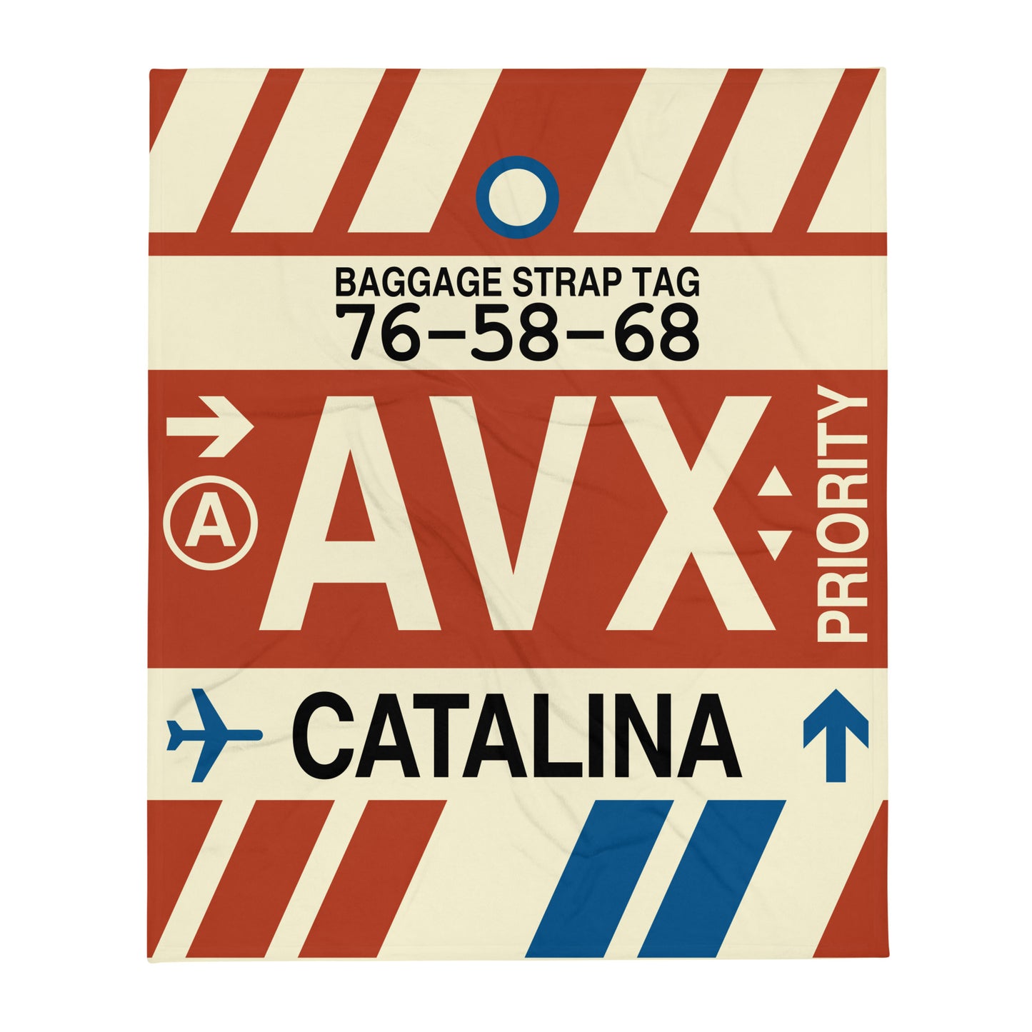 AVX Santa Catalina Throw Blanket • Jet Age Baggage Tag Design • YHM Designs - Image 01