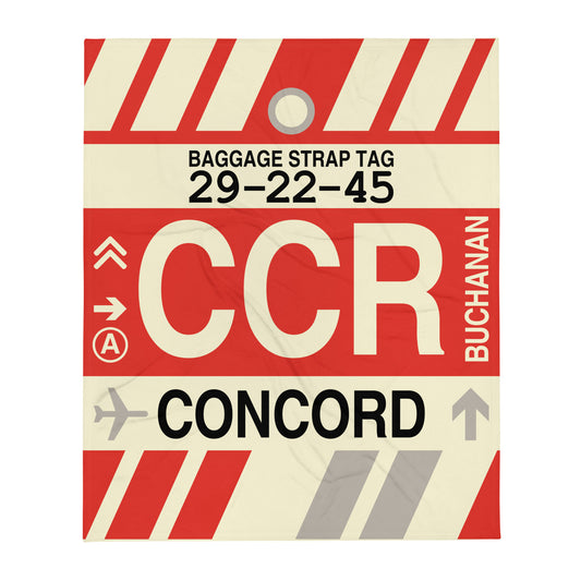 CCR Concord Throw Blanket • Jet Age Baggage Tag Design • YHM Designs - Image 01