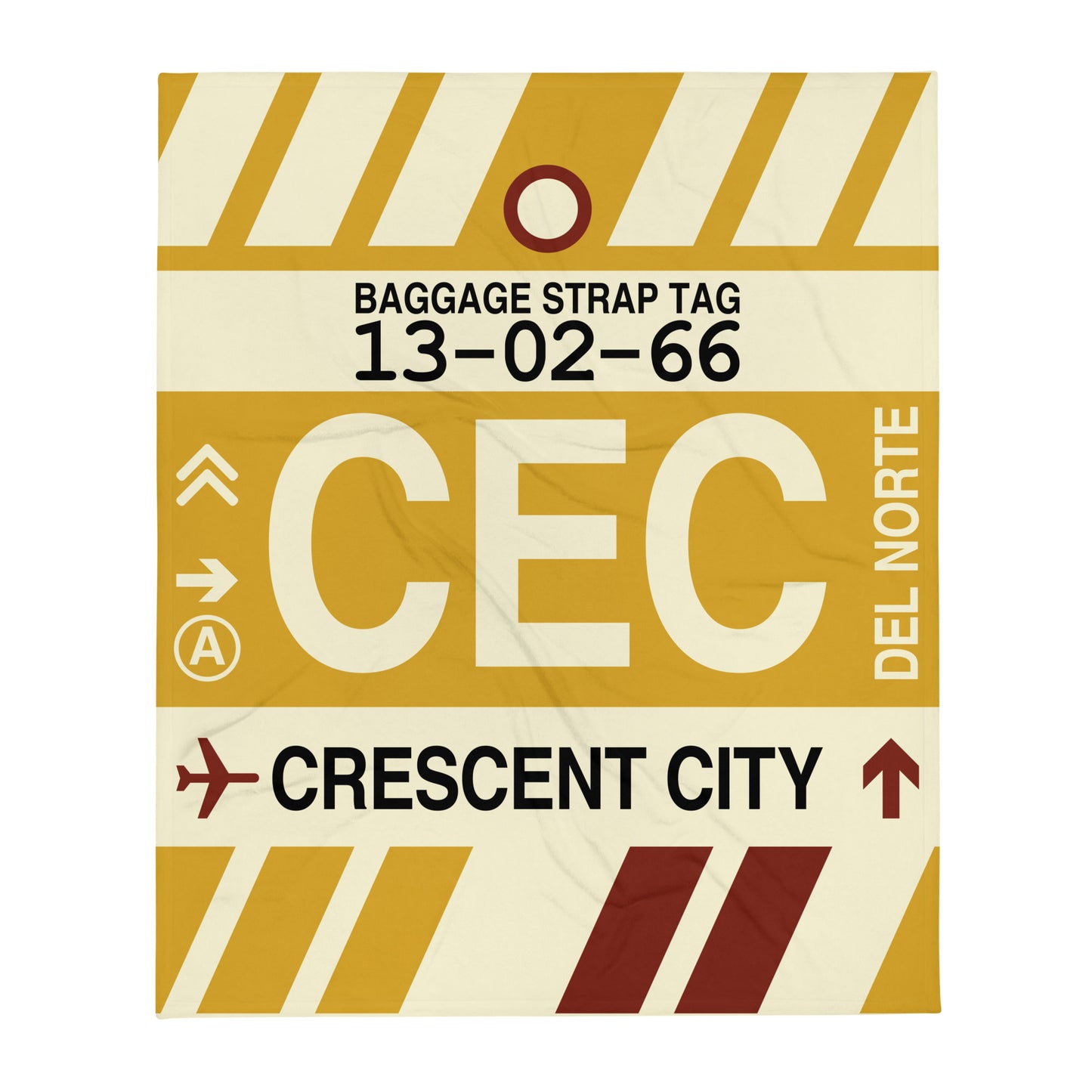 CEC Crescent City Throw Blanket • Jet Age Baggage Tag Design • YHM Designs - Image 01