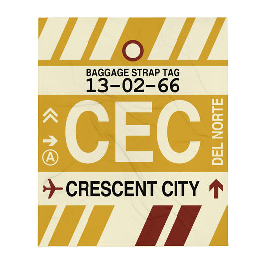 CEC Crescent City Throw Blanket • Jet Age Baggage Tag Design • YHM Designs - Image 01