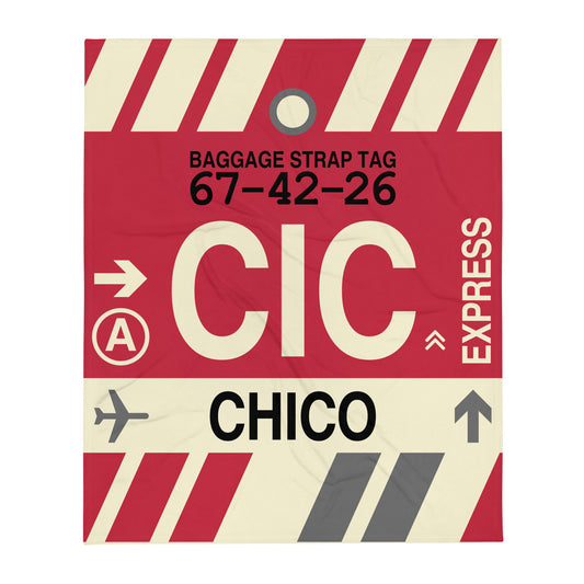 CIC Chico Throw Blanket • Jet Age Baggage Tag Design • YHM Designs - Image 01