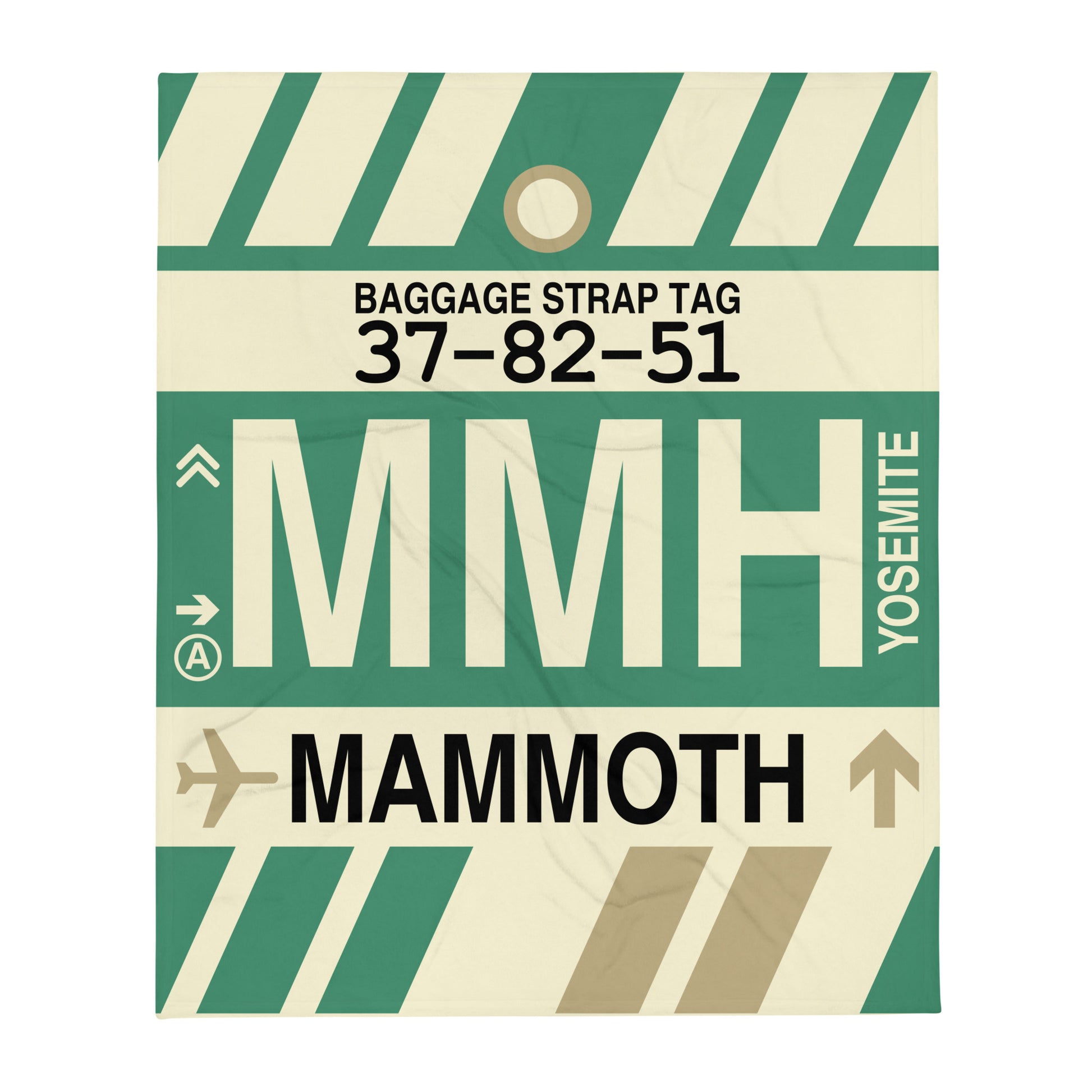 MMH Mammoth Lakes Throw Blanket • Jet Age Baggage Tag Design • YHM Designs - Image 01
