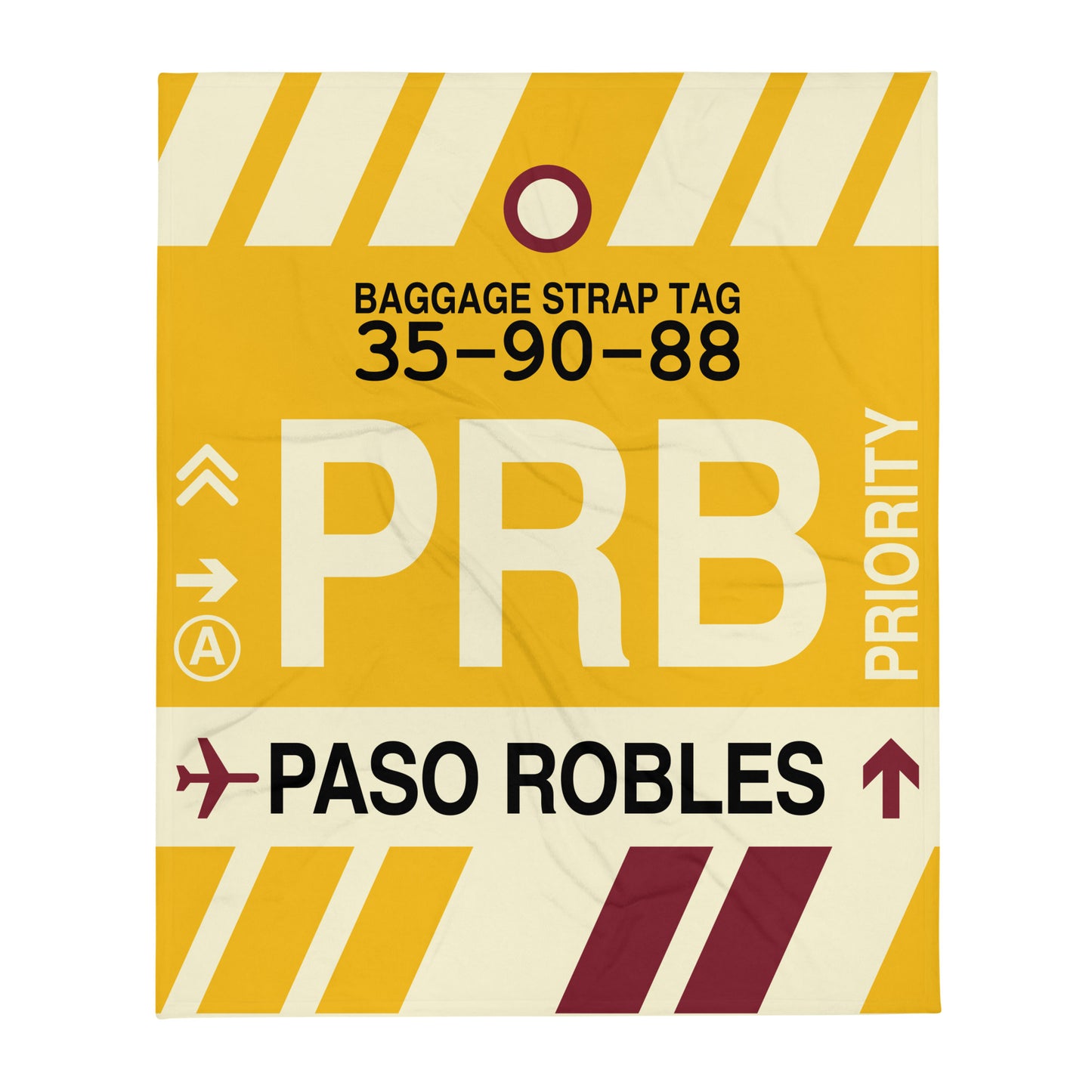PRB Paso Robles Throw Blanket • Jet Age Baggage Tag Design • YHM Designs - Image 01