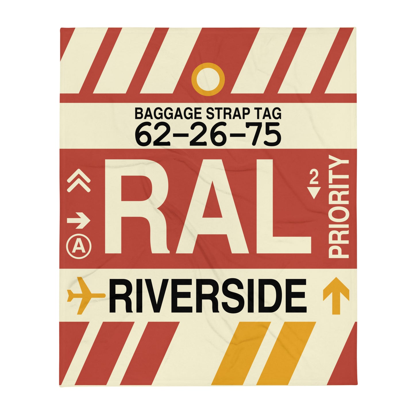 RAL Riverside Throw Blanket • Jet Age Baggage Tag Design • YHM Designs - Image 01