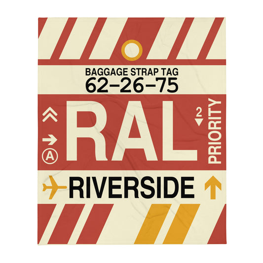 RAL Riverside Throw Blanket • Jet Age Baggage Tag Design • YHM Designs - Image 01
