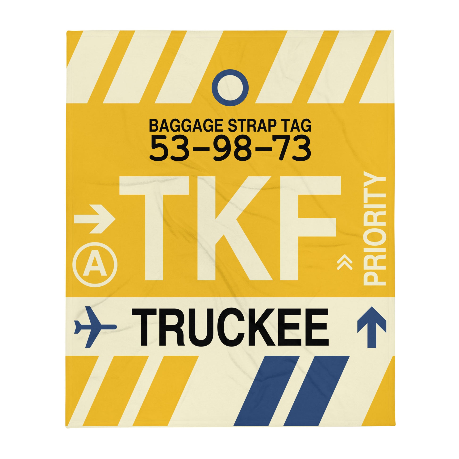 TKF Truckee Throw Blanket • Jet Age Baggage Tag Design • YHM Designs - Image 01