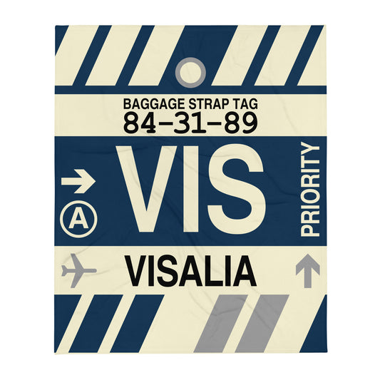 VIS Visalia Throw Blanket • Jet Age Baggage Tag Design • YHM Designs - Image 01