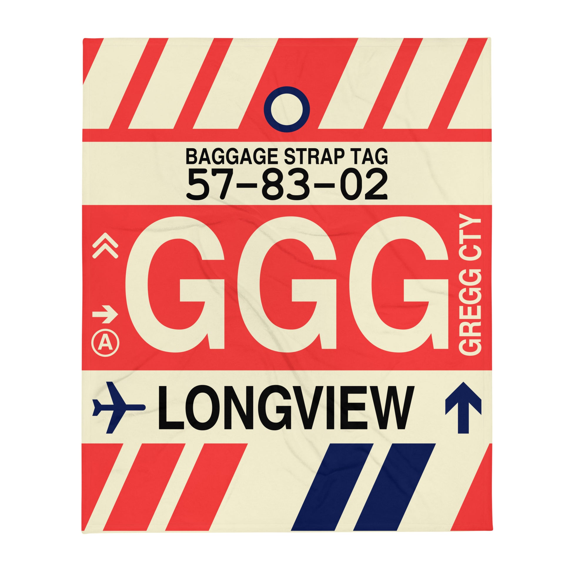 GGG Longview Throw Blanket • Jet Age Baggage Tag Design • YHM Designs - Image 01