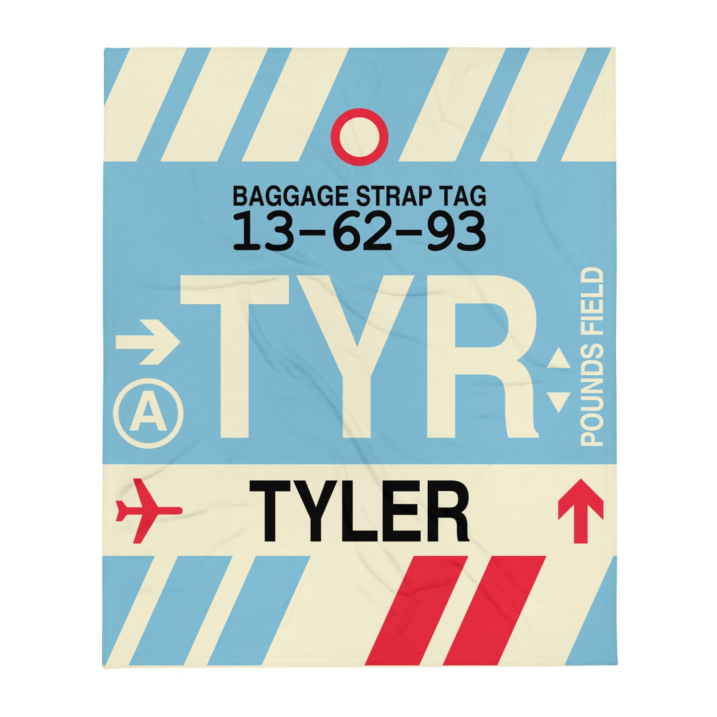 TYR Tyler Throw Blanket • Jet Age Baggage Tag Design • YHM Designs - Image 01