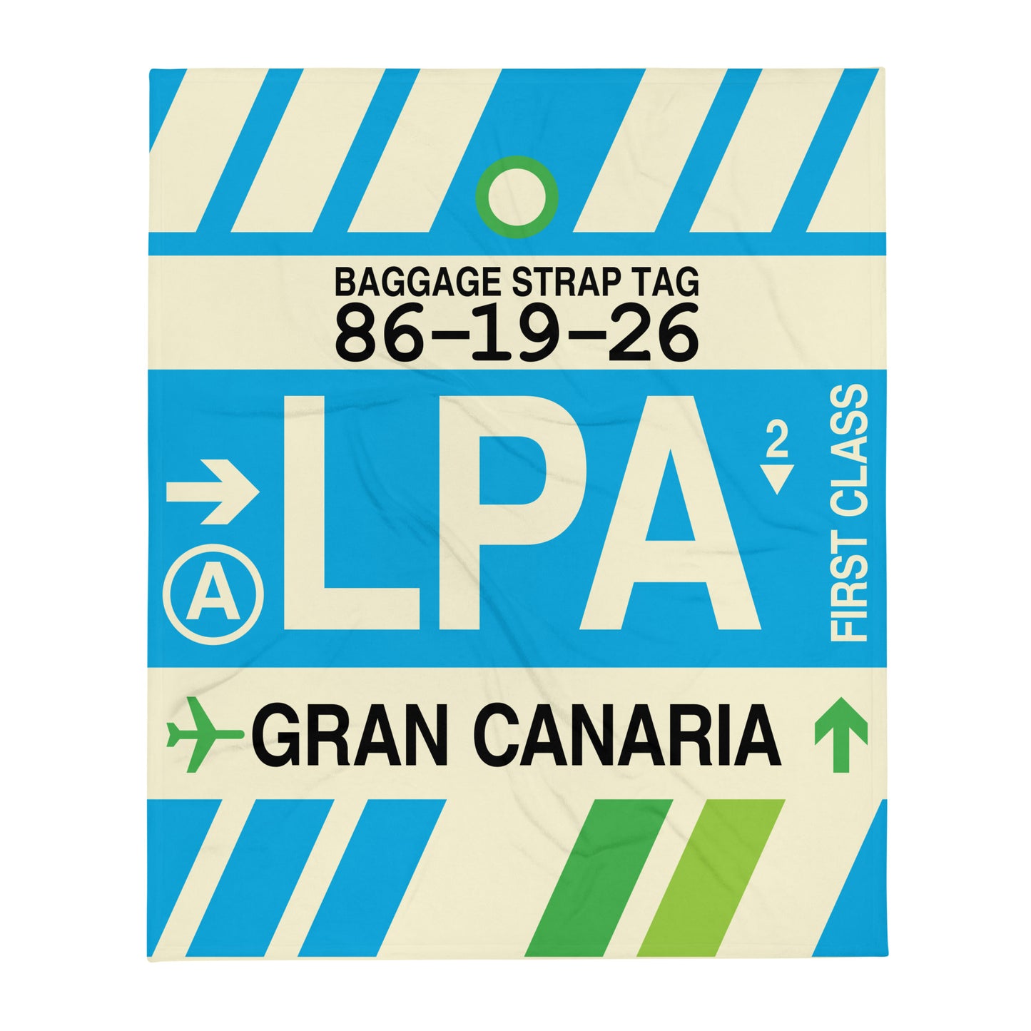 LPA Gran Canaria Throw Blanket • Jet Age Baggage Tag Design • YHM Designs - Image 01
