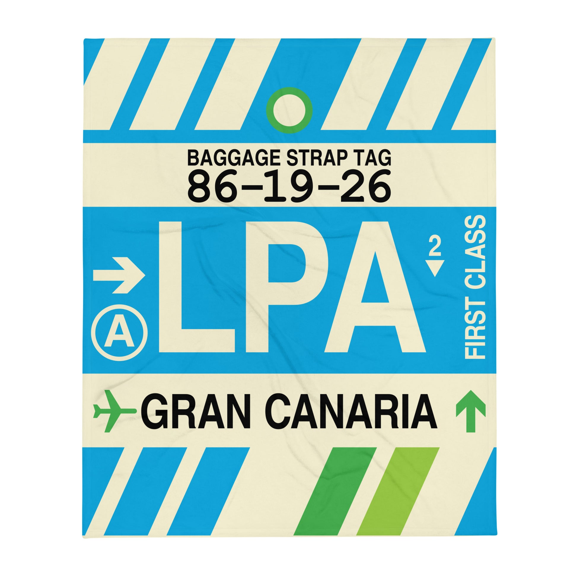 LPA Gran Canaria Throw Blanket • Jet Age Baggage Tag Design • YHM Designs - Image 01