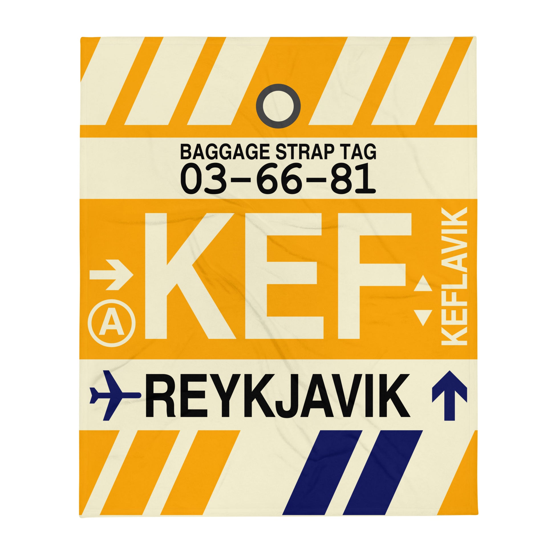 KEF Reykjavik Throw Blanket • Jet Age Baggage Tag Design • YHM Designs - Image 01